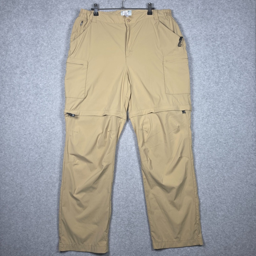 LL Bean Pants Mens Large Beige Khaki Hiking Cresta Zip Off Cargo Lightweight